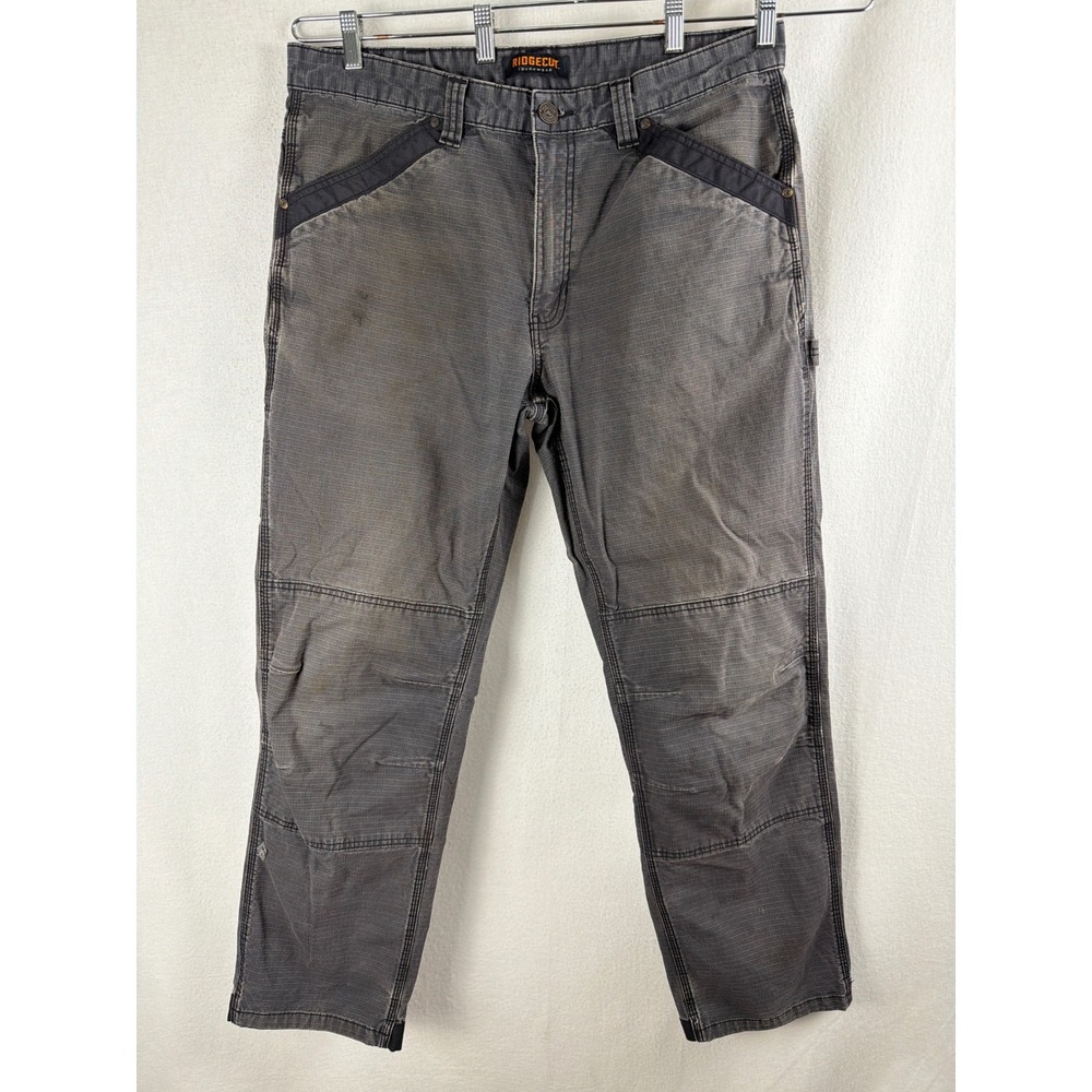 Ridgecut Toughwear Mens 38x34 Grey Ripstop Work Pants Articulated Knee Utility